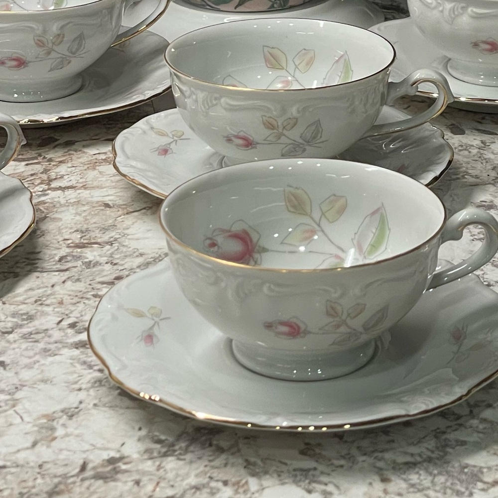 1940’s Winterling Bavaria Germany ~ 6 Fine Porcelain China Teacups & Saucers~ - Picture 2 of 16